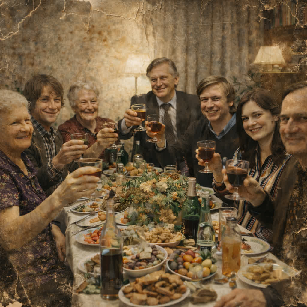 Originali sena šeimos šventės nuotrauka – prieš atgaivinimą